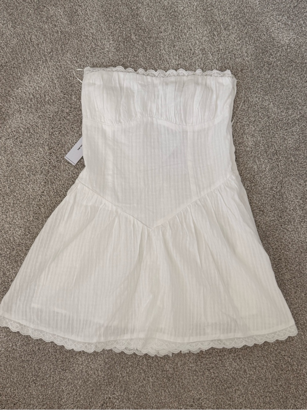 Princess Polly White Strapless Lace-Trim Mini Dress